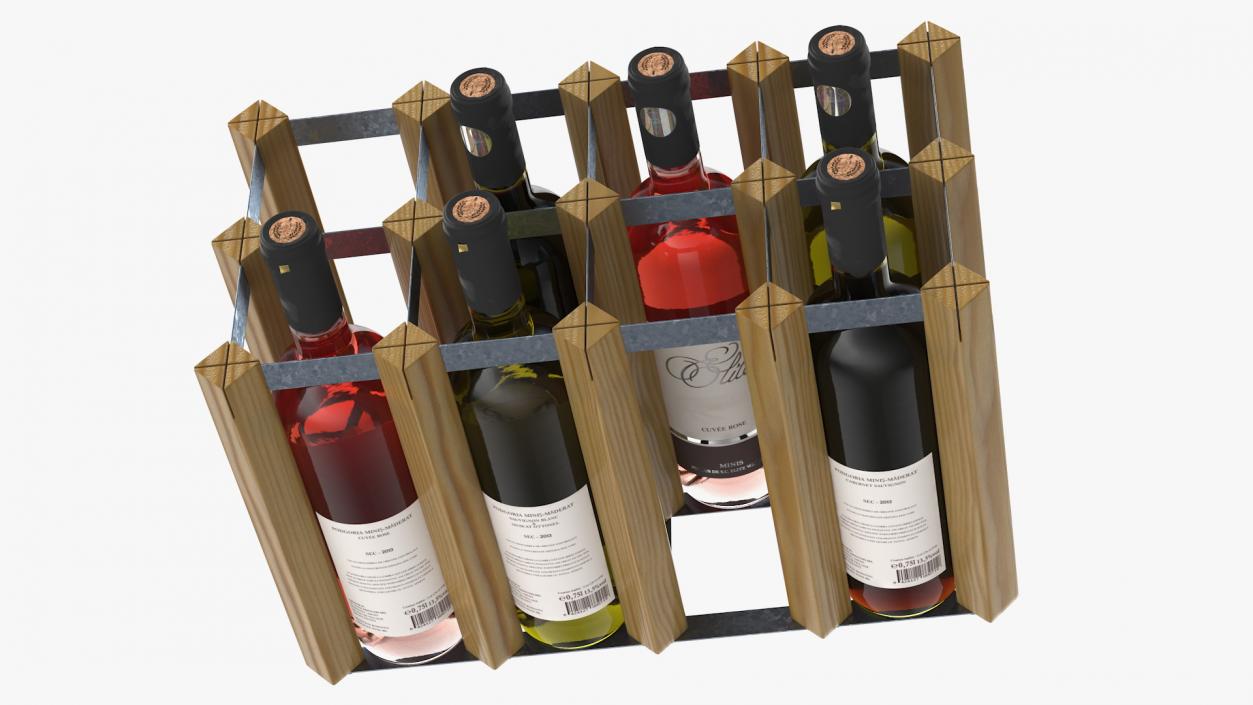 Classical Design Wine Rack with Wine Bottles 3D model