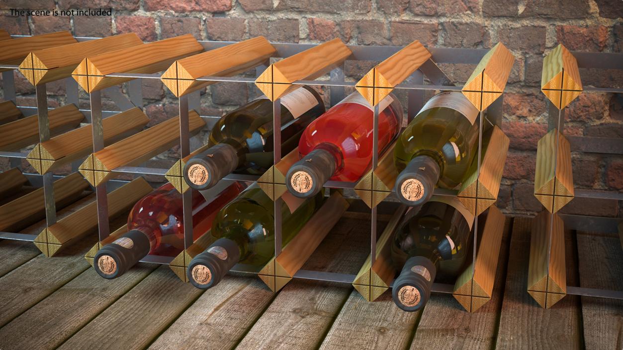 Classical Design Wine Rack with Wine Bottles 3D model