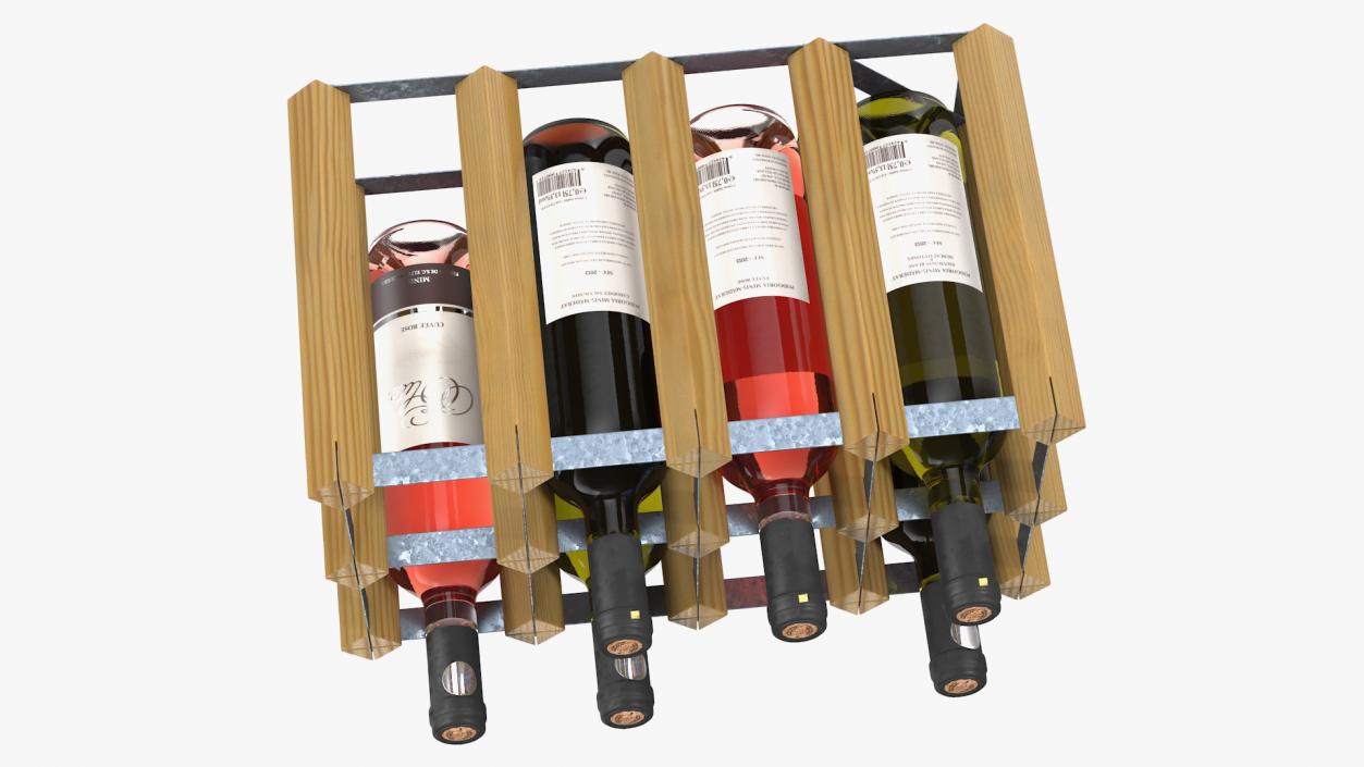 Classical Design Wine Rack with Wine Bottles 3D model