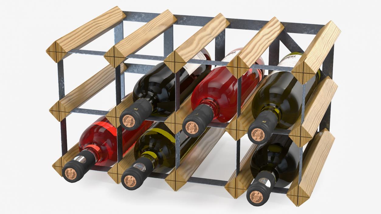 Classical Design Wine Rack with Wine Bottles 3D model