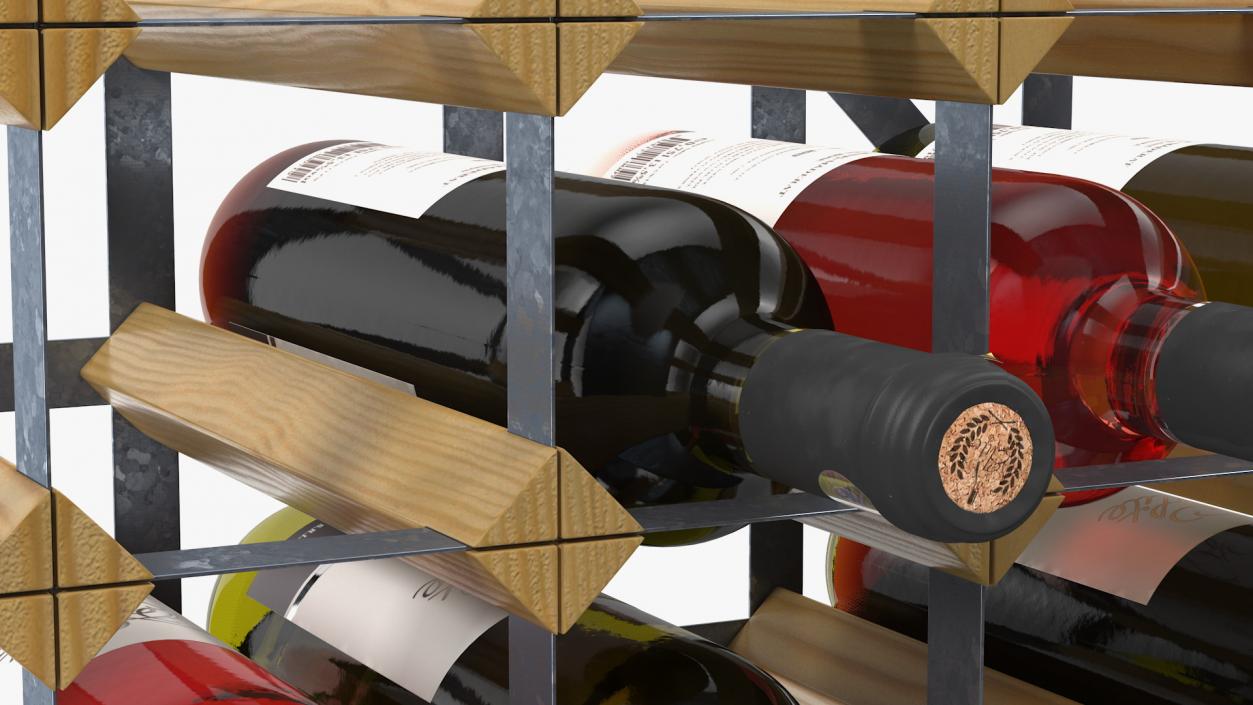 Classical Design Wine Rack with Wine Bottles 3D model