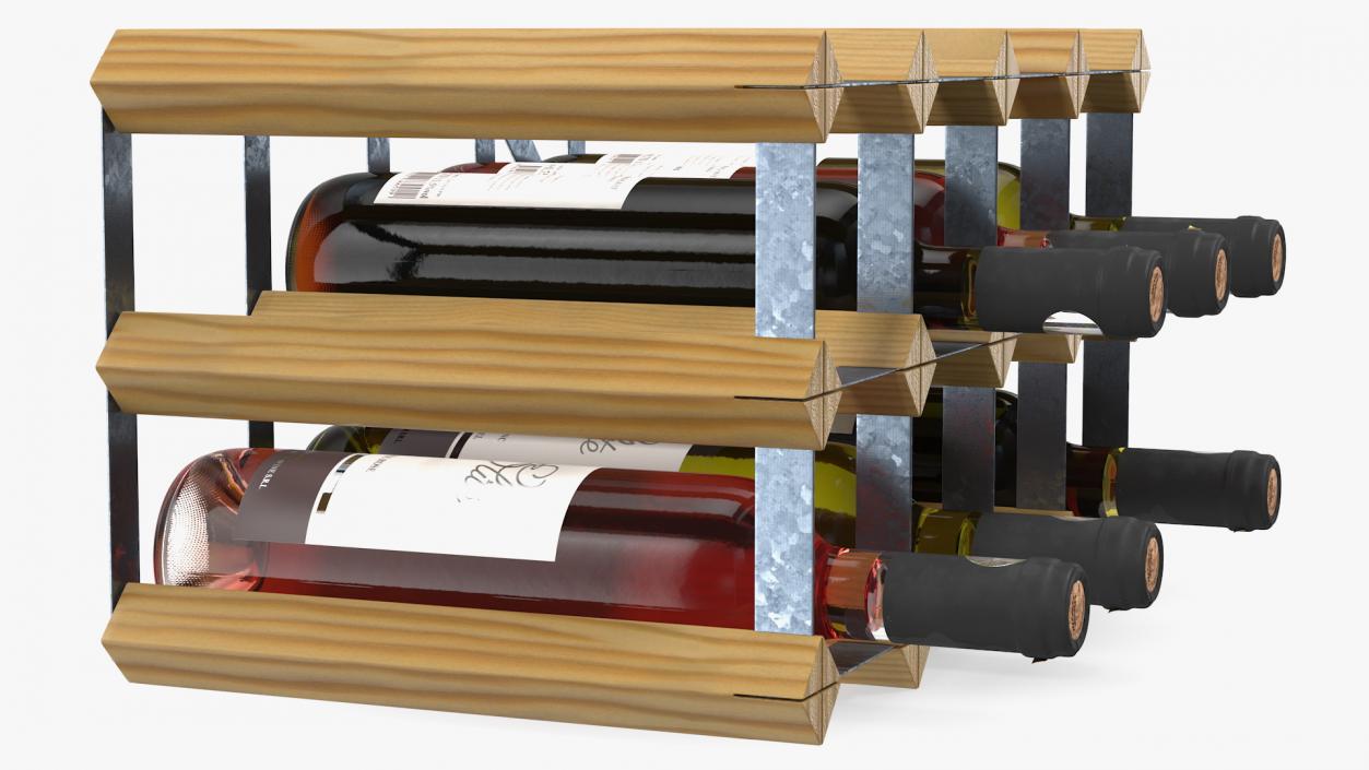 Classical Design Wine Rack with Wine Bottles 3D model