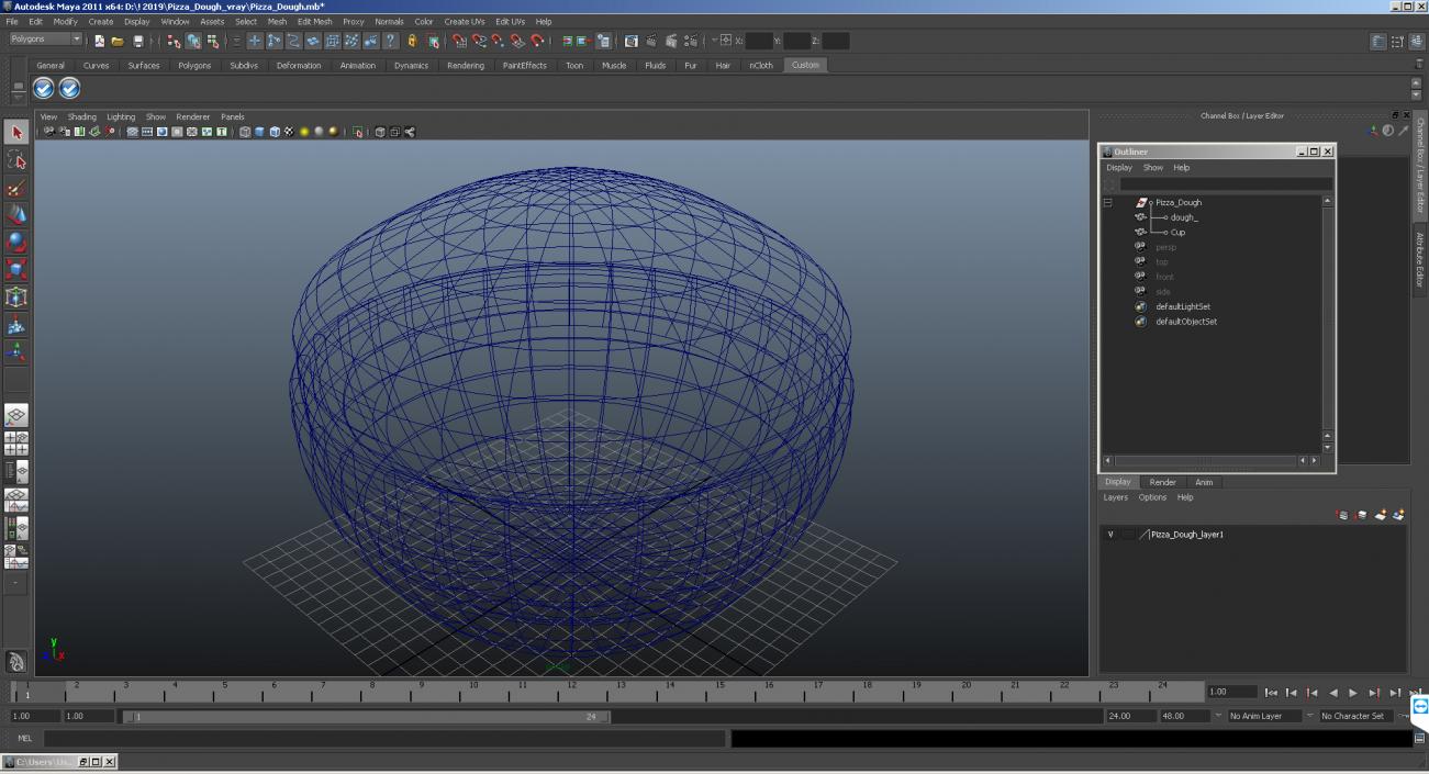 Raw Dough in Bowl 3D