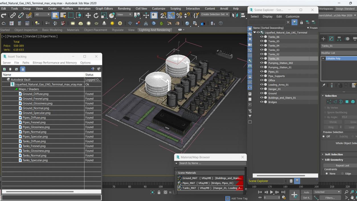 Liquefied Natural Gas LNG Terminal 3D model