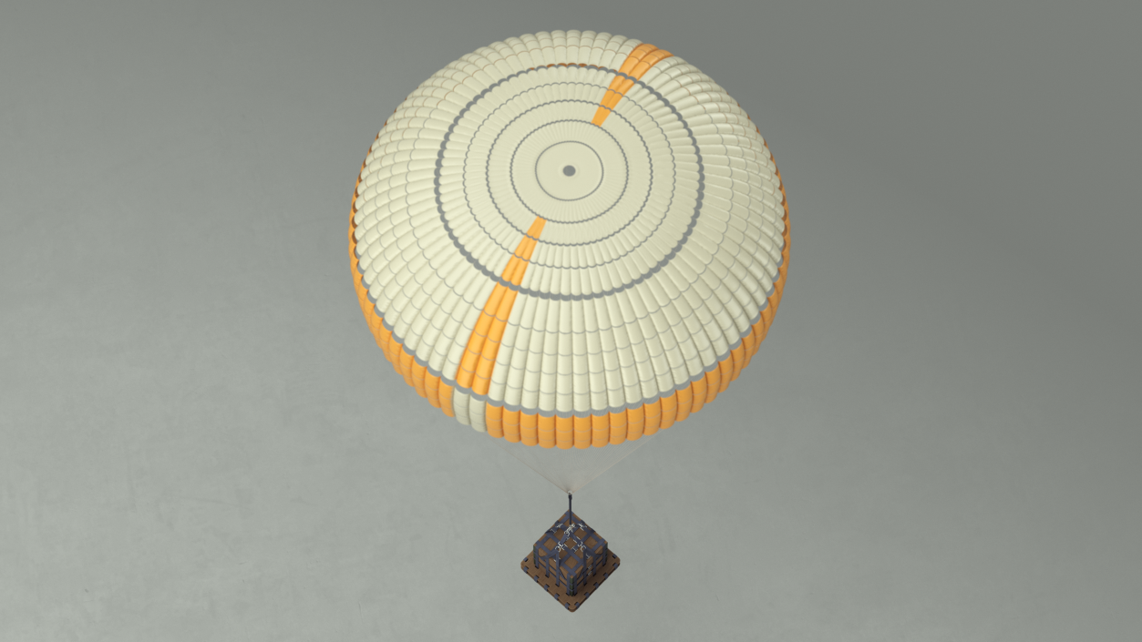 3D model Subscale Parachute Single with Cargo Yellow 2