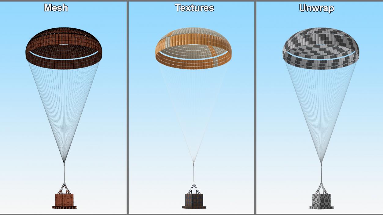 3D model Subscale Parachute Single with Cargo Yellow 2