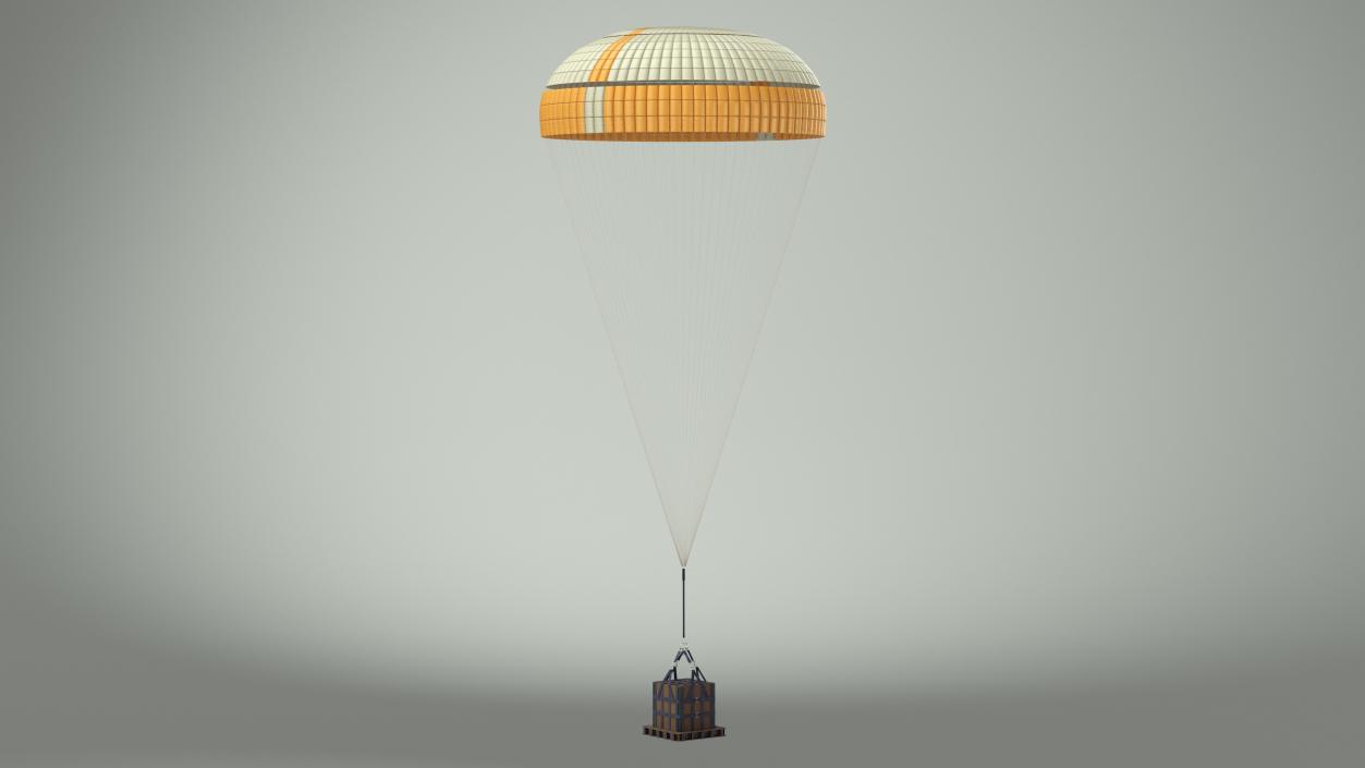 3D model Subscale Parachute Single with Cargo Yellow 2