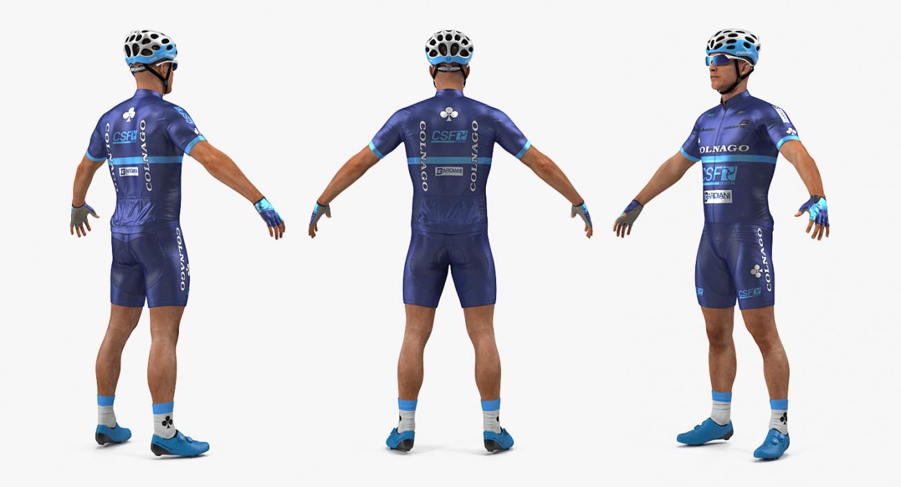 Athlete Cyclist Blue Rigged 3D