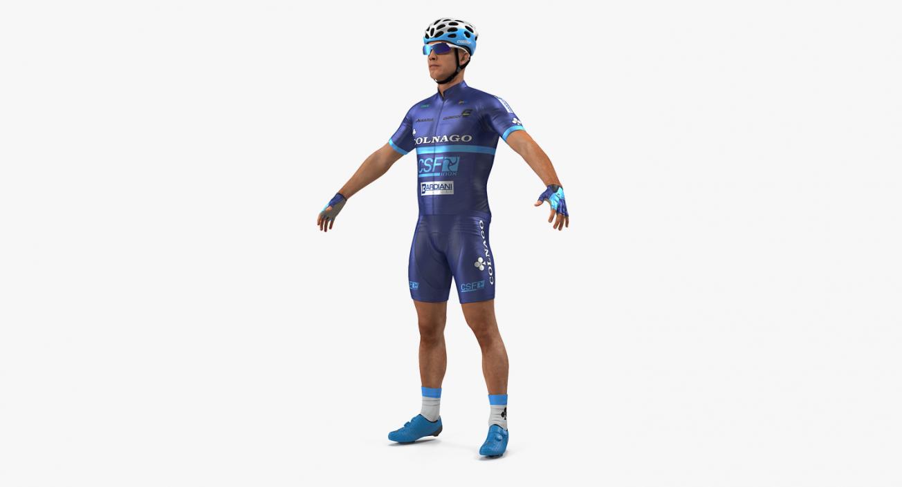 Athlete Cyclist Blue Rigged 3D