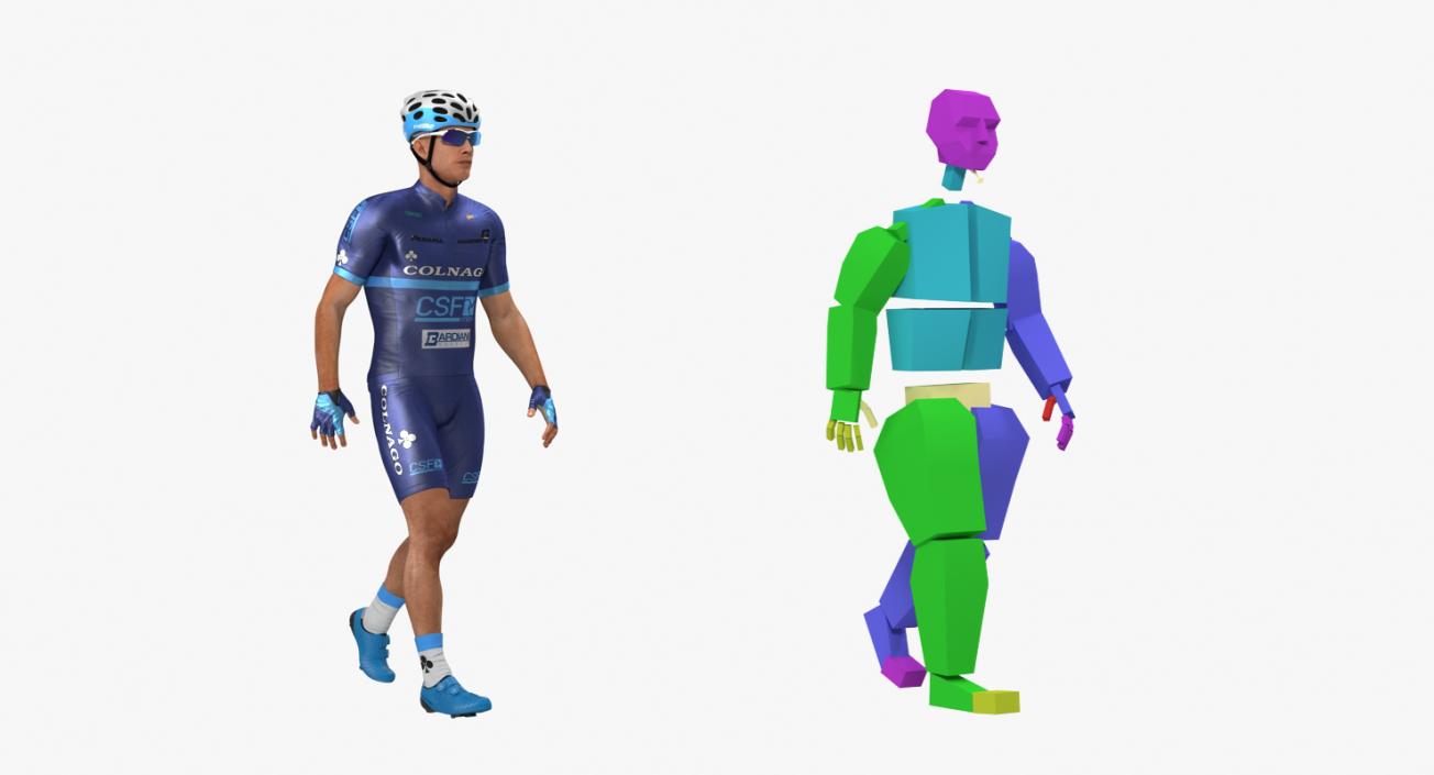 Athlete Cyclist Blue Rigged 3D