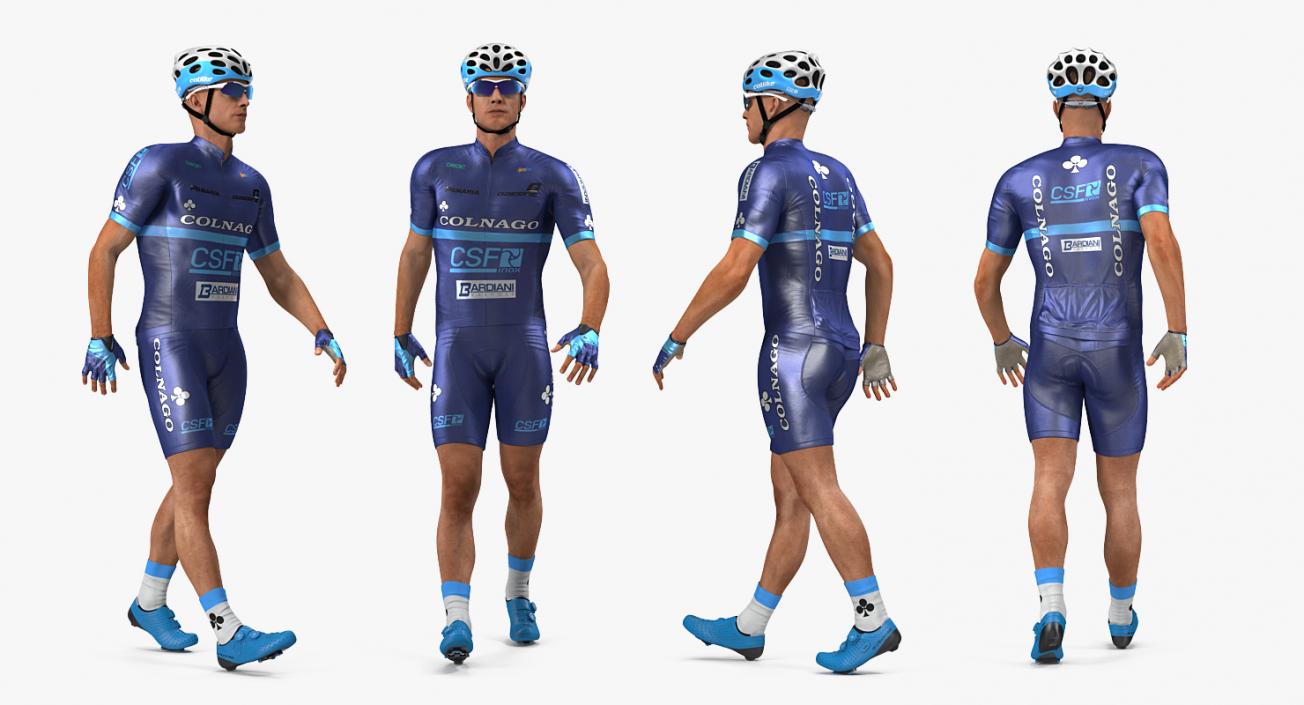 Athlete Cyclist Blue Rigged 3D