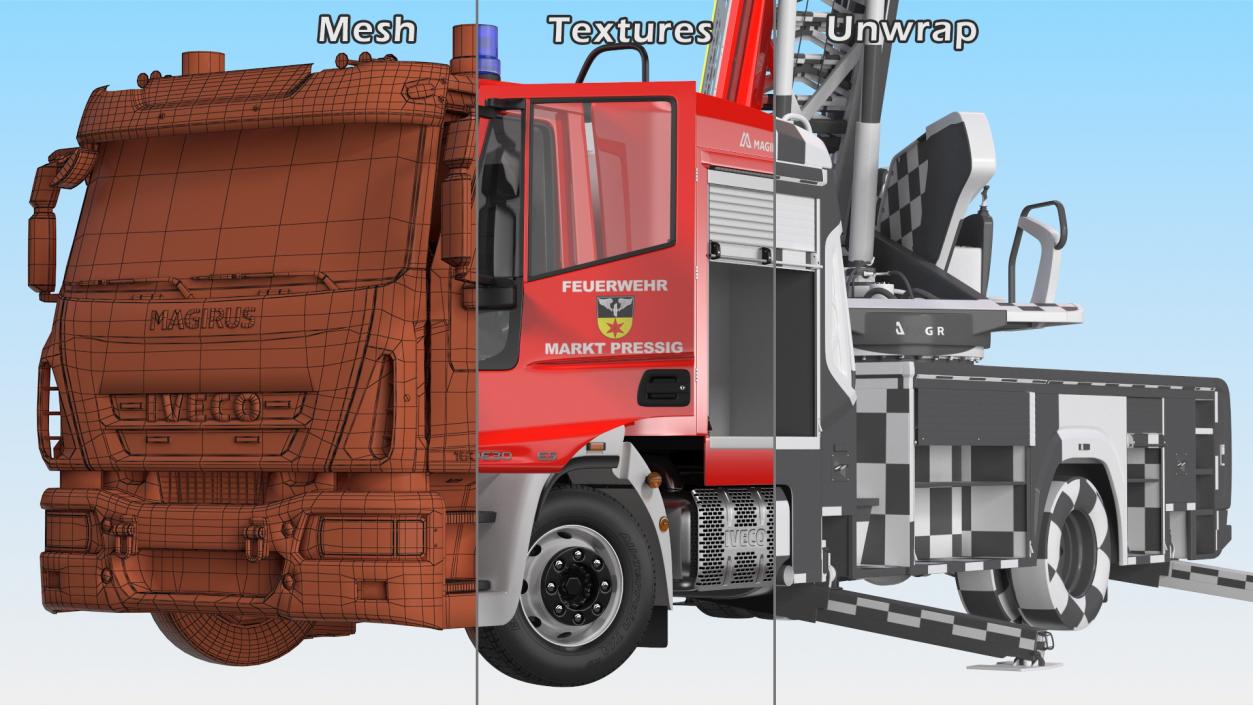 Iveco FF160 Magirus Fire Truck Rigged 3D