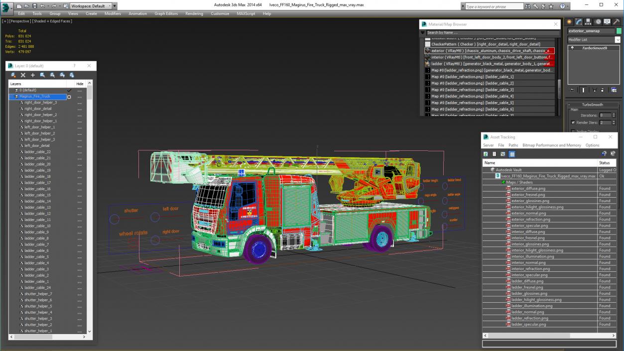 Iveco FF160 Magirus Fire Truck Rigged 3D