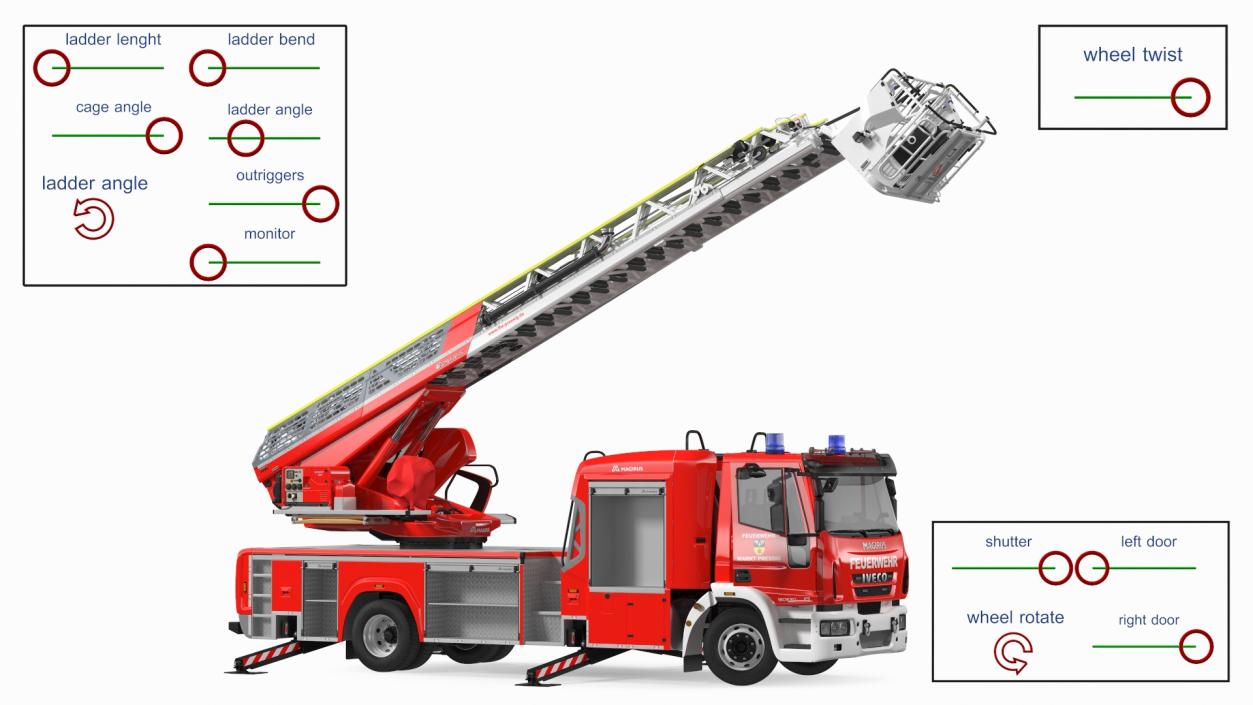 Iveco FF160 Magirus Fire Truck Rigged 3D