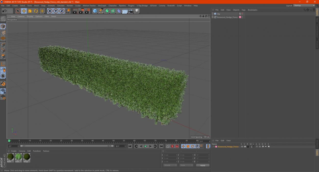 Boxwood Hedge Fence 3D model