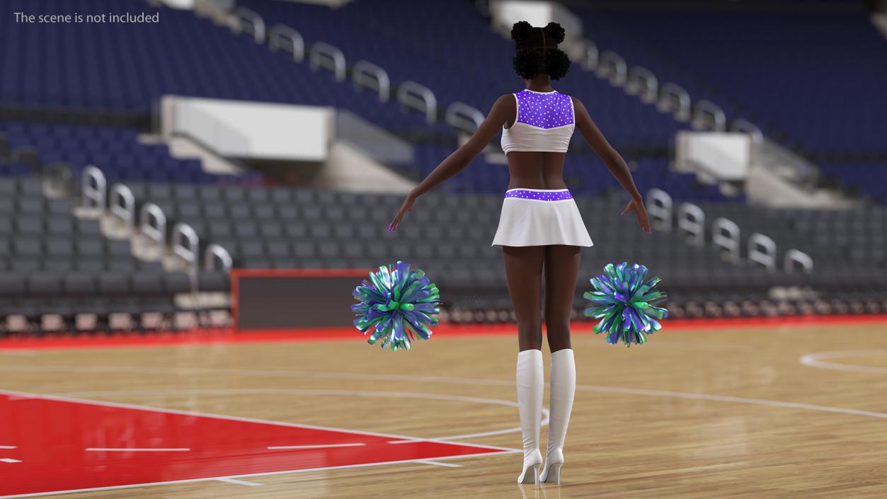 3D Purple Cheerleader Outfit with Pom Pom model