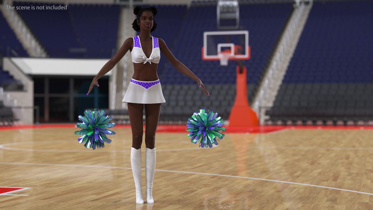 3D Purple Cheerleader Outfit with Pom Pom model