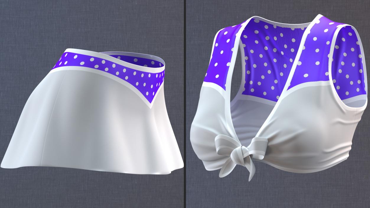 3D Purple Cheerleader Outfit with Pom Pom model