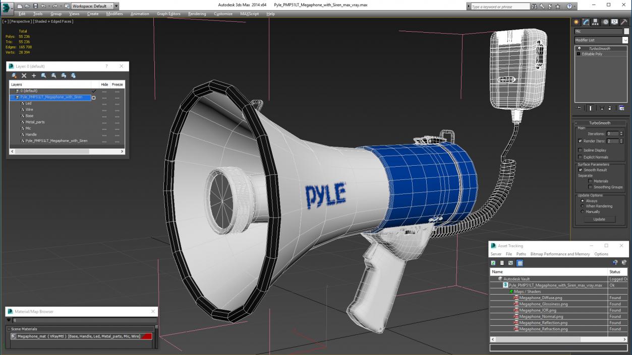 3D Pyle PMP51LT Megaphone with Siren model