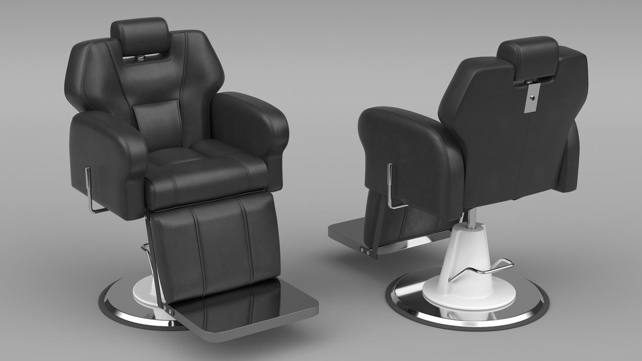 3D model Modern Beauty Salon Chair Unfolded Black