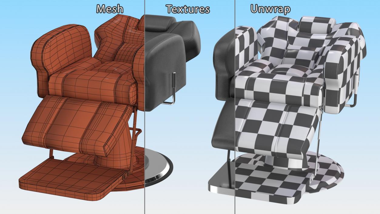 3D model Modern Beauty Salon Chair Unfolded Black