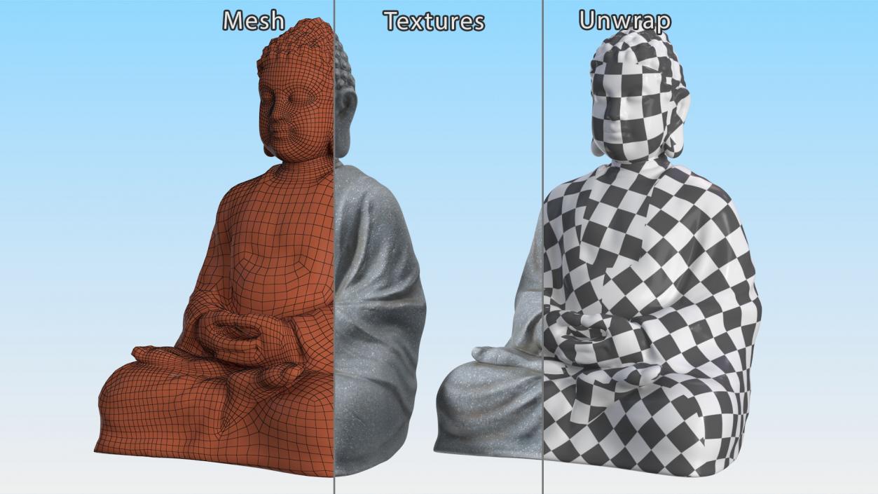 3D model Meditating Buddha Stone Statue