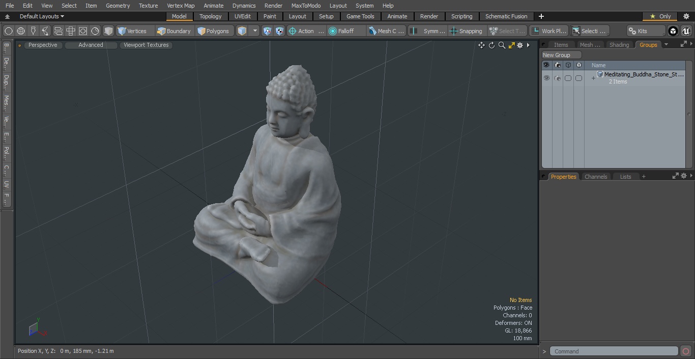 3D model Meditating Buddha Stone Statue