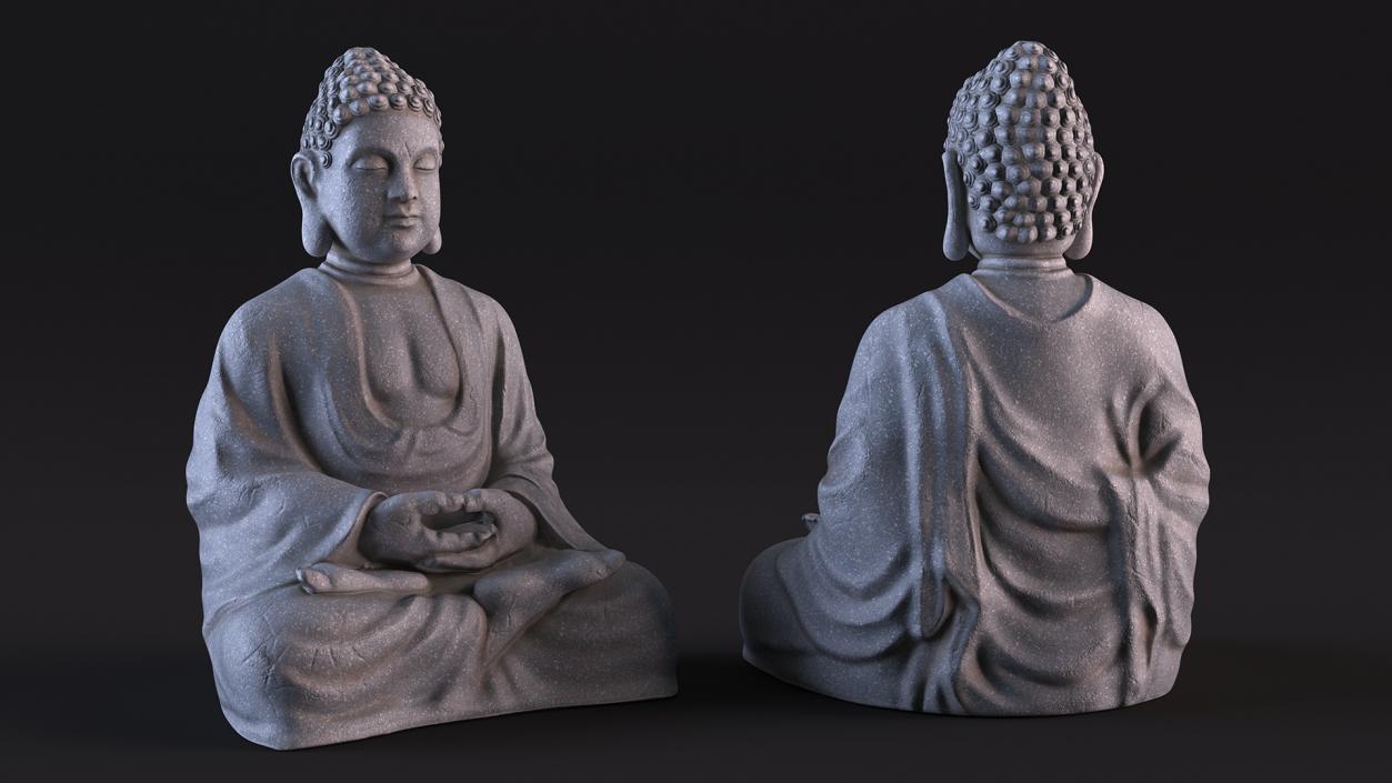 3D model Meditating Buddha Stone Statue