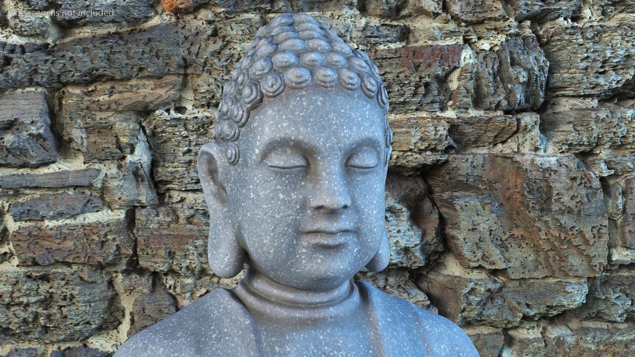 3D model Meditating Buddha Stone Statue