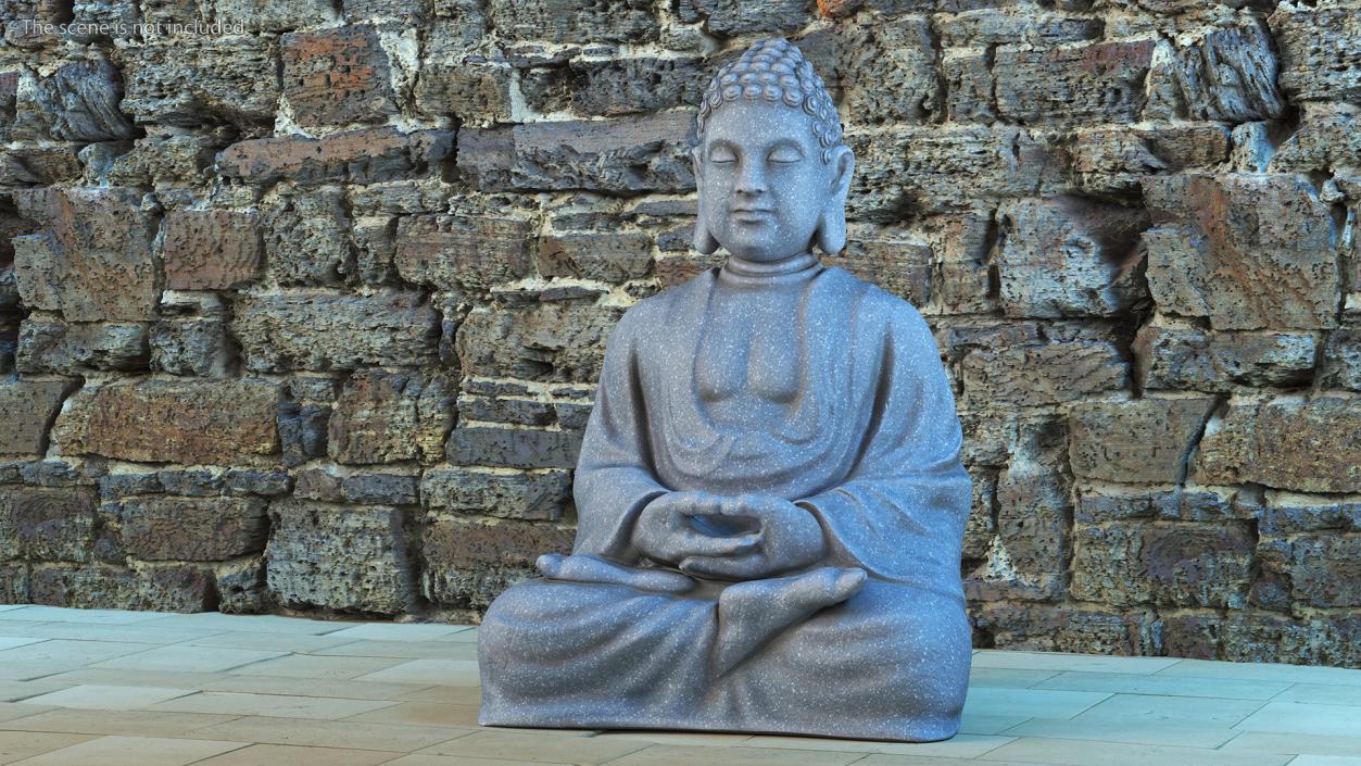 3D model Meditating Buddha Stone Statue