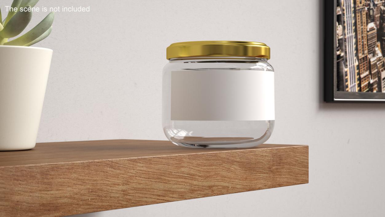 3D Glass Small Jar with Label