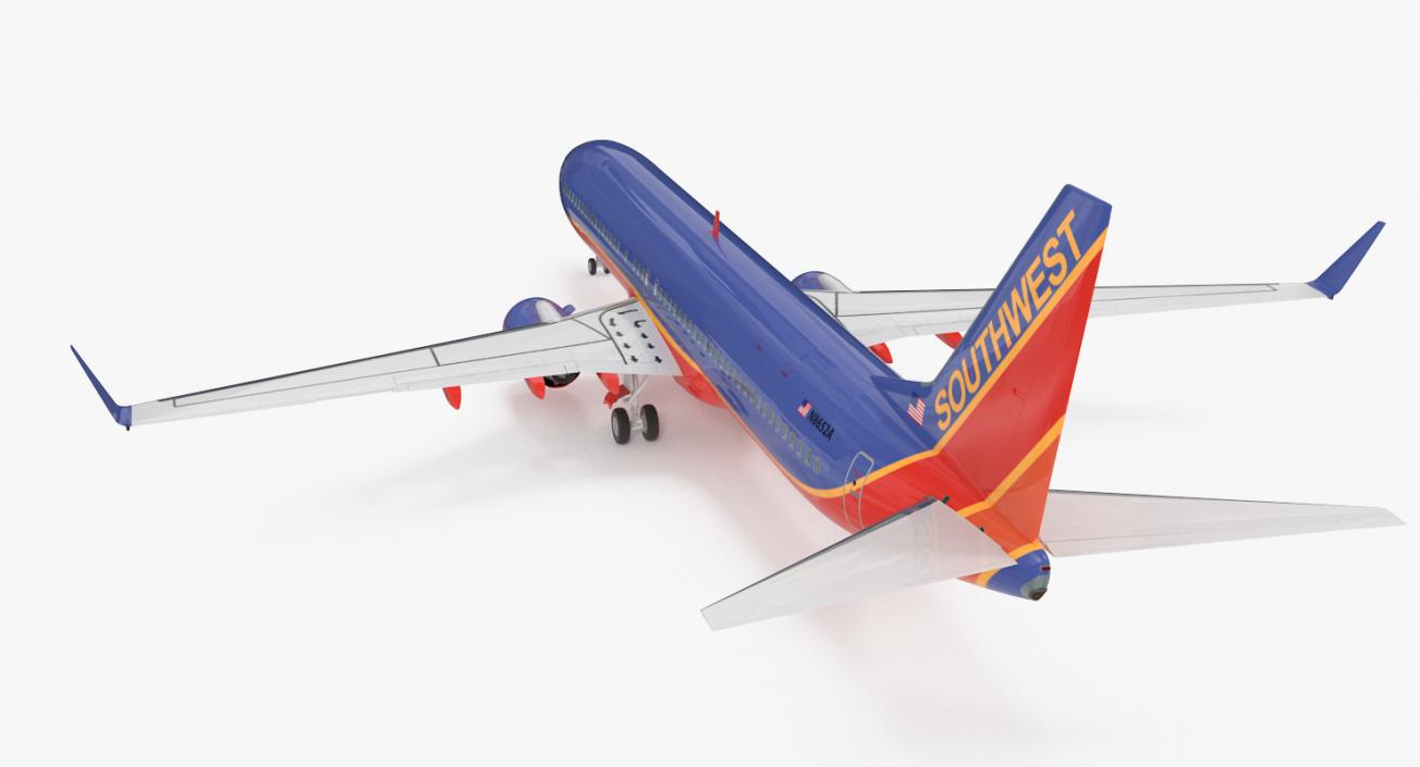 Boeing 737-900 with Interior Southwest Airlines Rigged 3D model