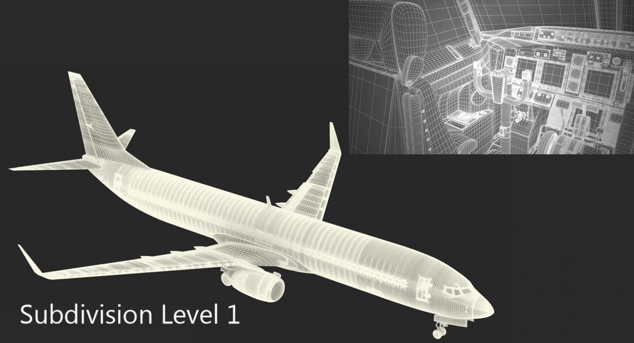 Boeing 737-900 with Interior Southwest Airlines Rigged 3D model