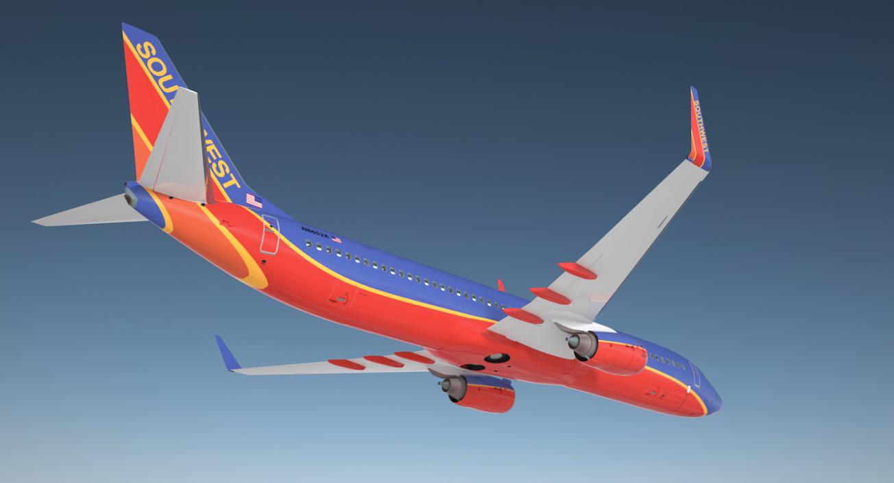 Boeing 737-900 with Interior Southwest Airlines Rigged 3D model