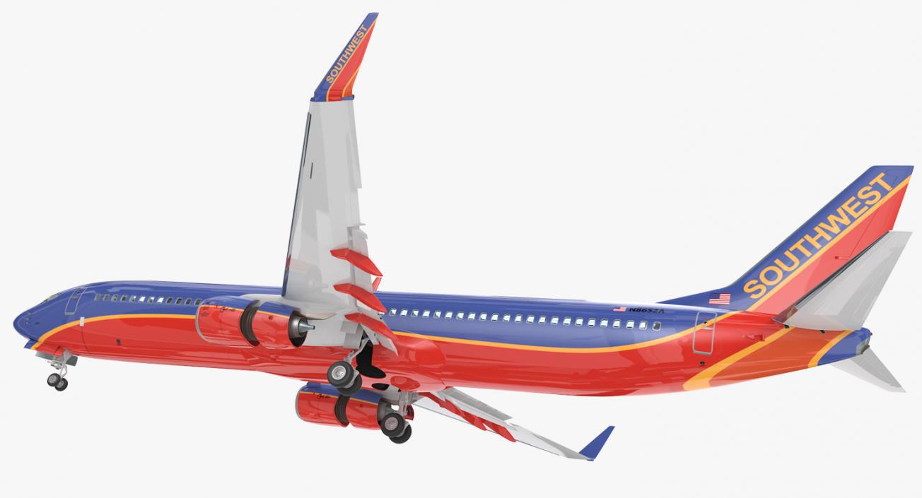 Boeing 737-900 with Interior Southwest Airlines Rigged 3D model