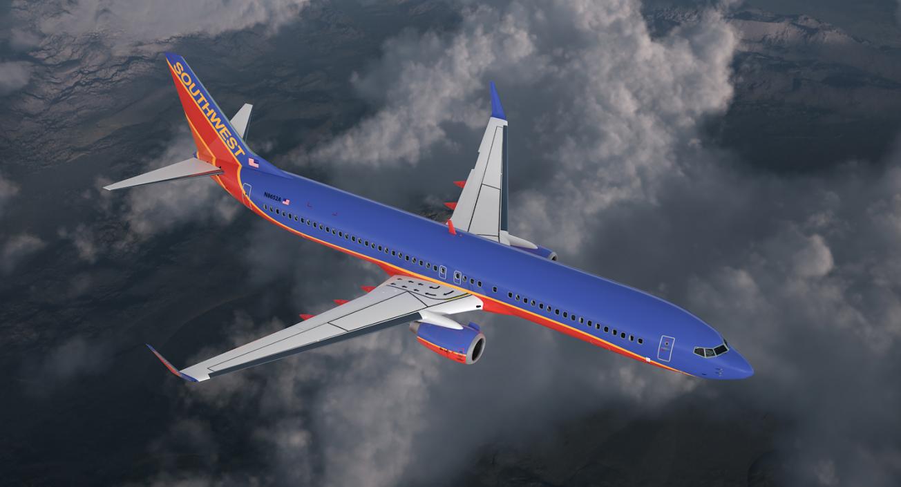 Boeing 737-900 with Interior Southwest Airlines Rigged 3D model