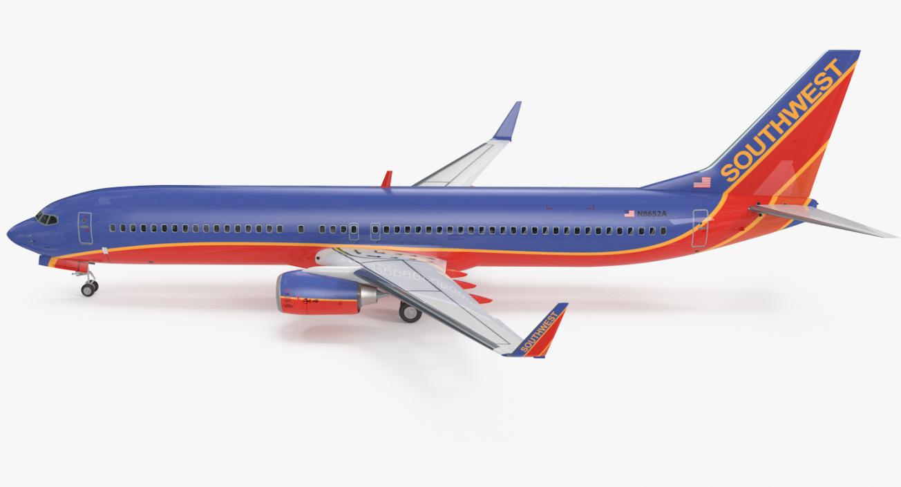 Boeing 737-900 with Interior Southwest Airlines Rigged 3D model