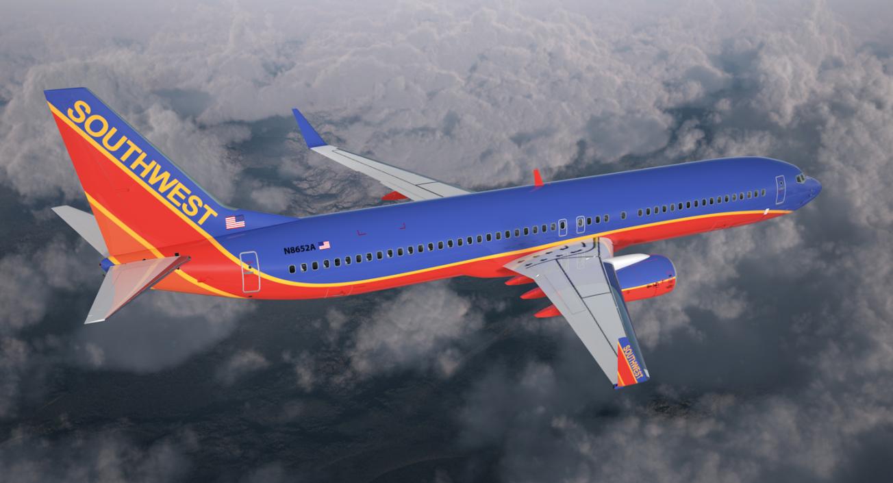 Boeing 737-900 with Interior Southwest Airlines Rigged 3D model