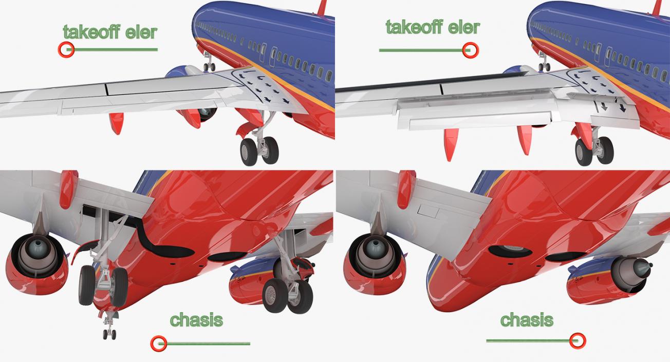 Boeing 737-900 with Interior Southwest Airlines Rigged 3D model