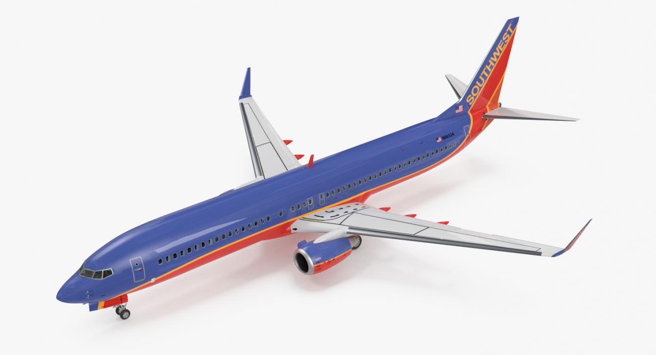 Boeing 737-900 with Interior Southwest Airlines Rigged 3D model