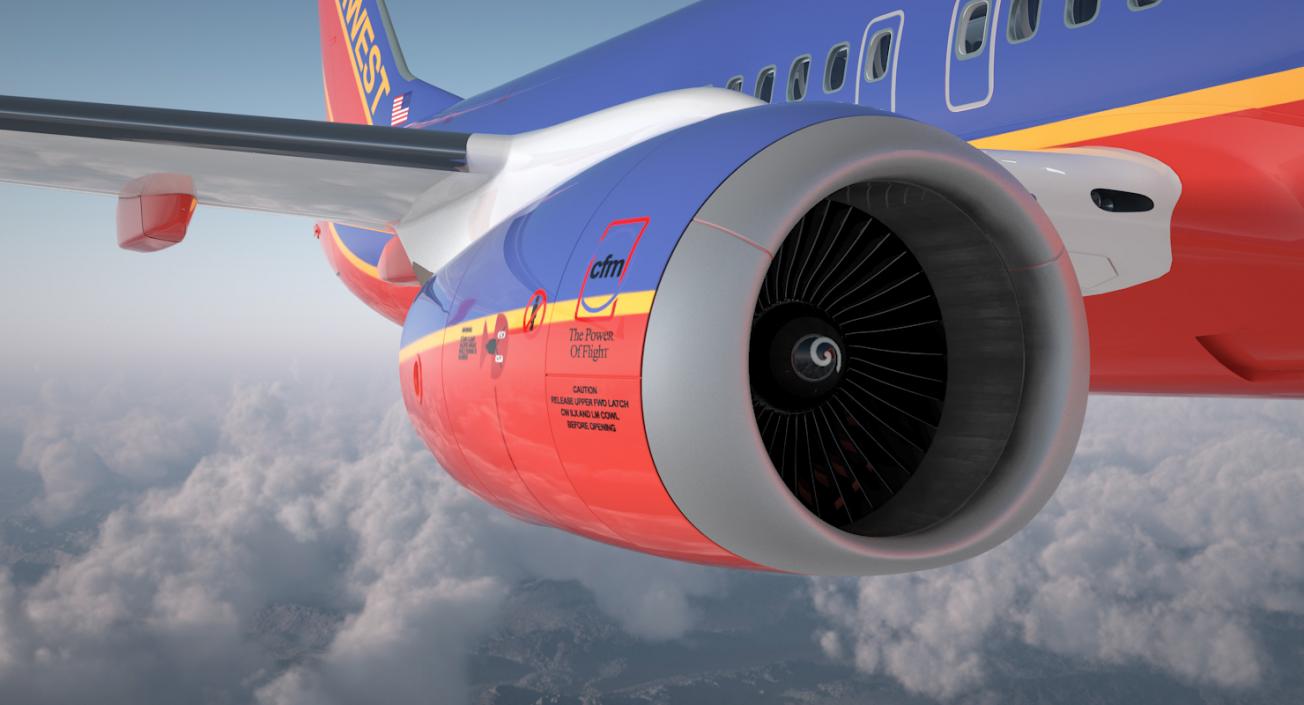 Boeing 737-900 with Interior Southwest Airlines Rigged 3D model