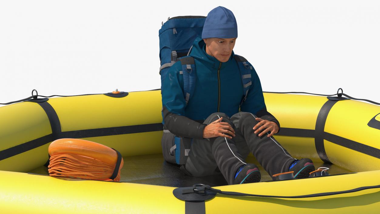 3D Advanced Life Raft with Tourist Inside model