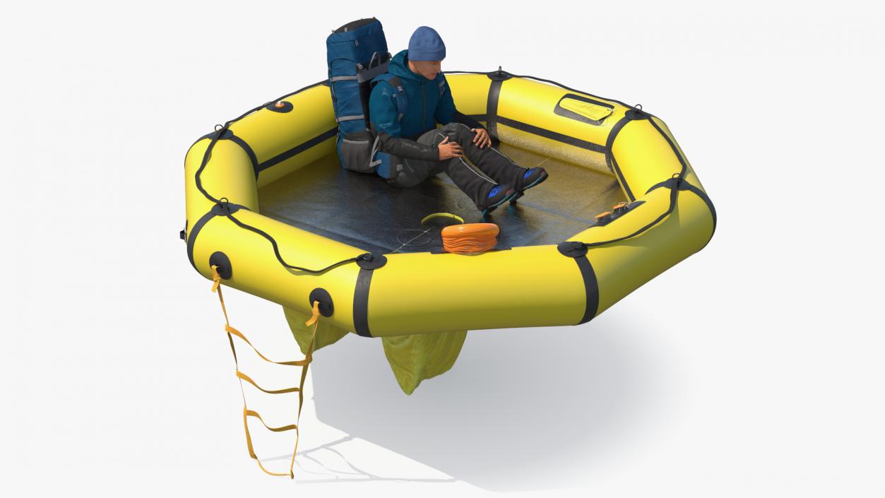 3D Advanced Life Raft with Tourist Inside model