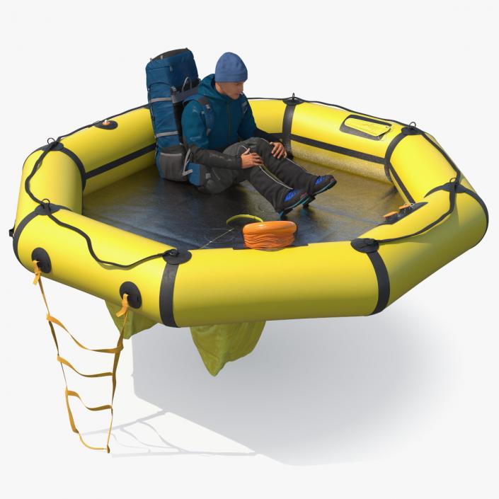 3D Advanced Life Raft with Tourist Inside model