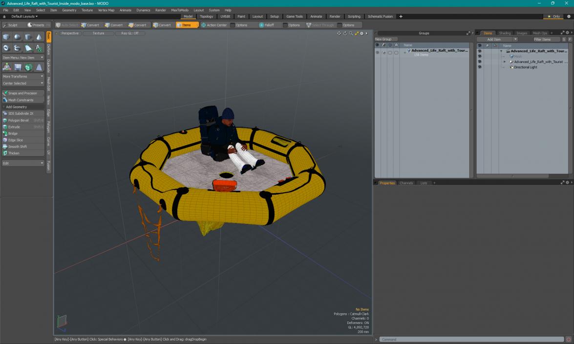 3D Advanced Life Raft with Tourist Inside model