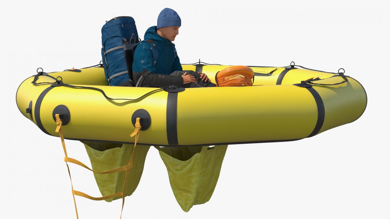 3D Advanced Life Raft with Tourist Inside model