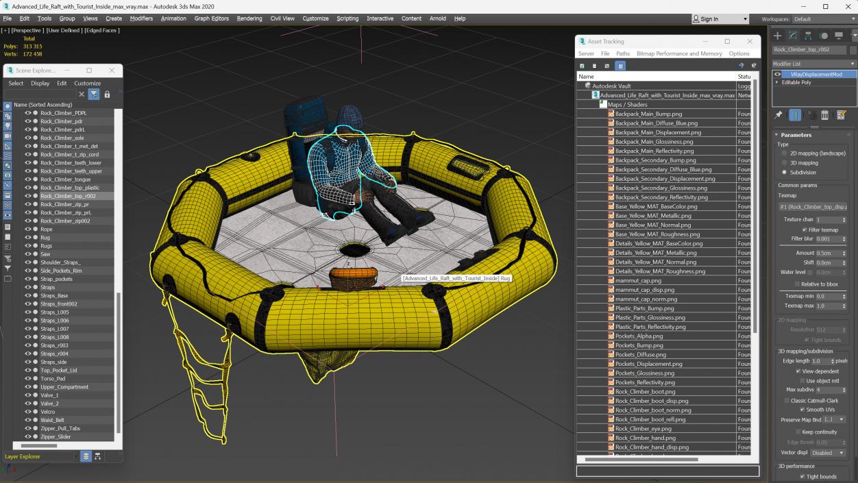 3D Advanced Life Raft with Tourist Inside model