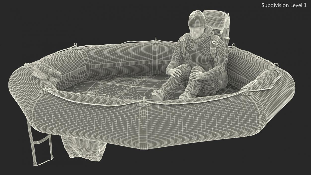 3D Advanced Life Raft with Tourist Inside model