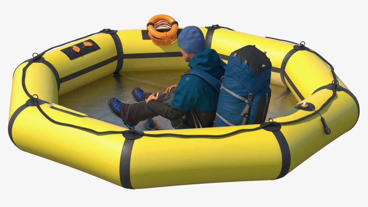 3D Advanced Life Raft with Tourist Inside model