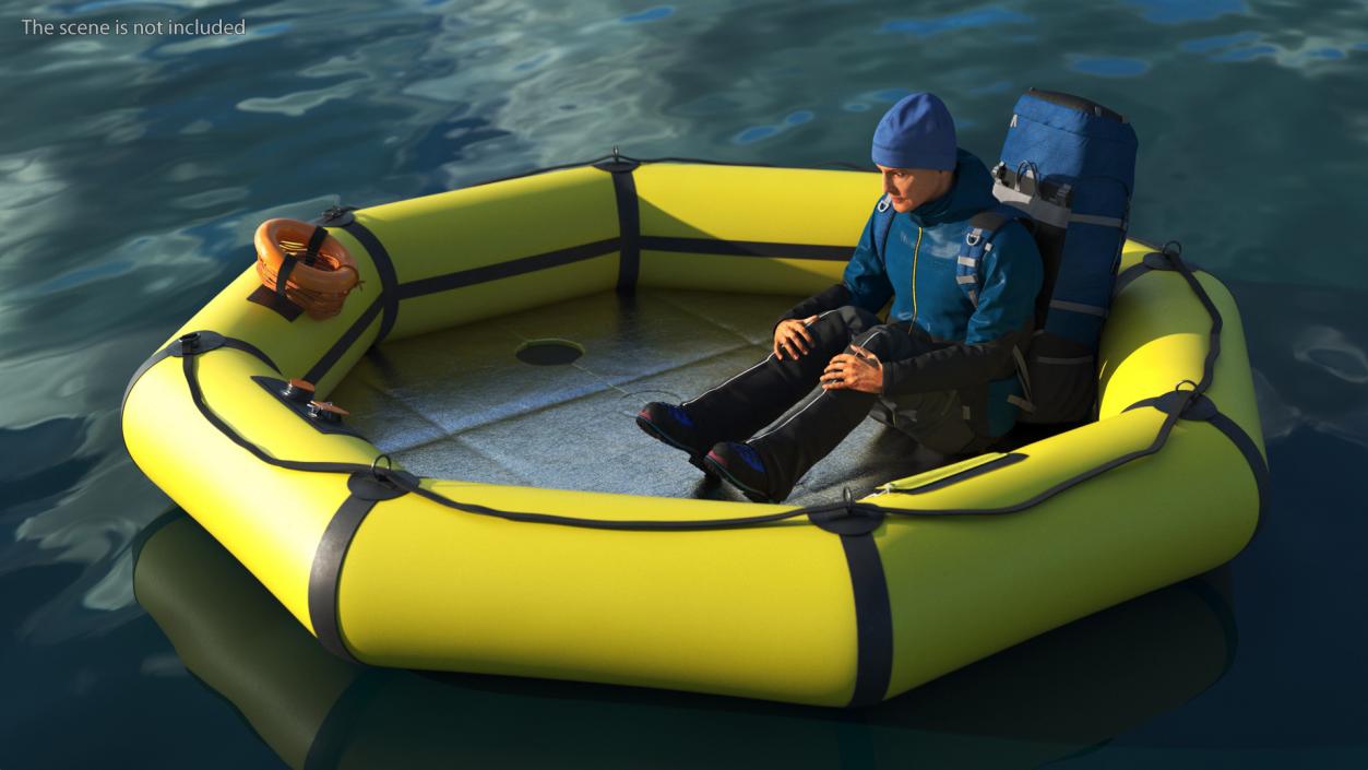 3D Advanced Life Raft with Tourist Inside model